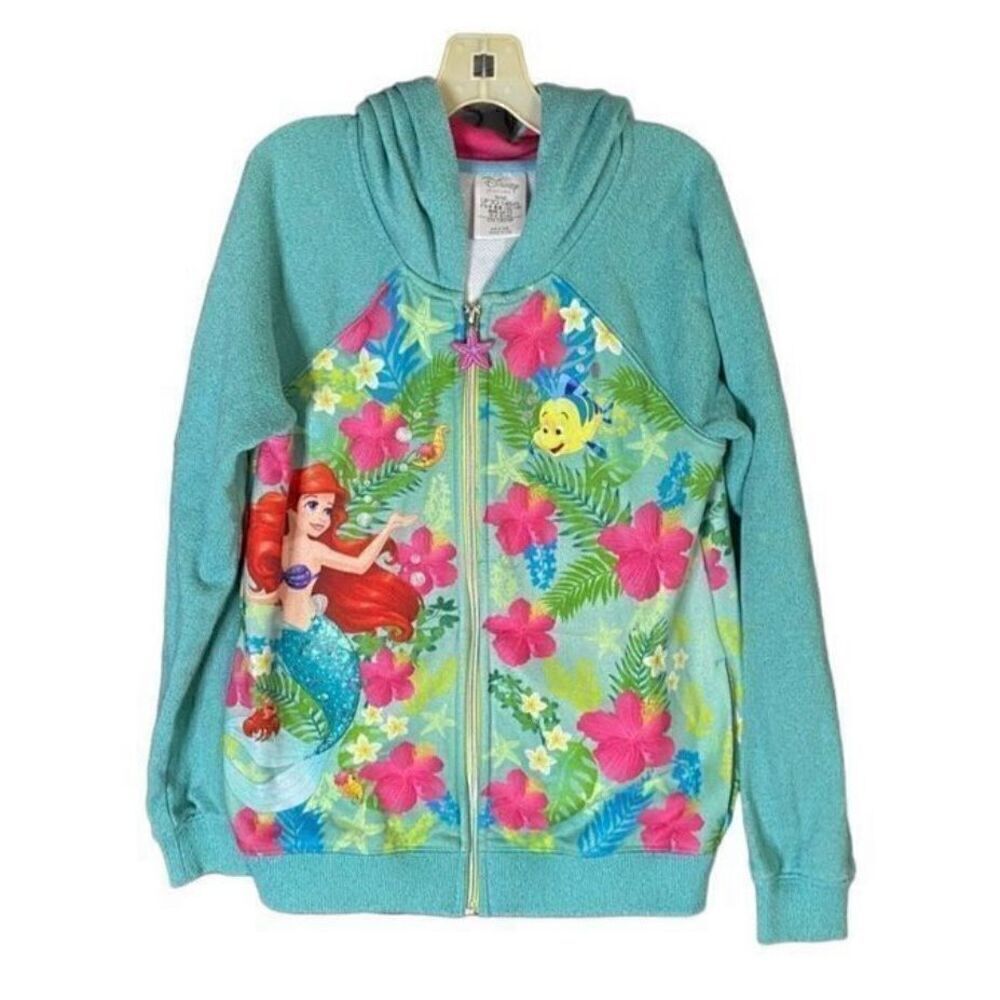 Disney store girls little mermaid Ariel full zip hoodie size 9/10